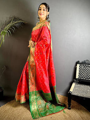 Gajri Pochampally Patola Soft Silk Saree

