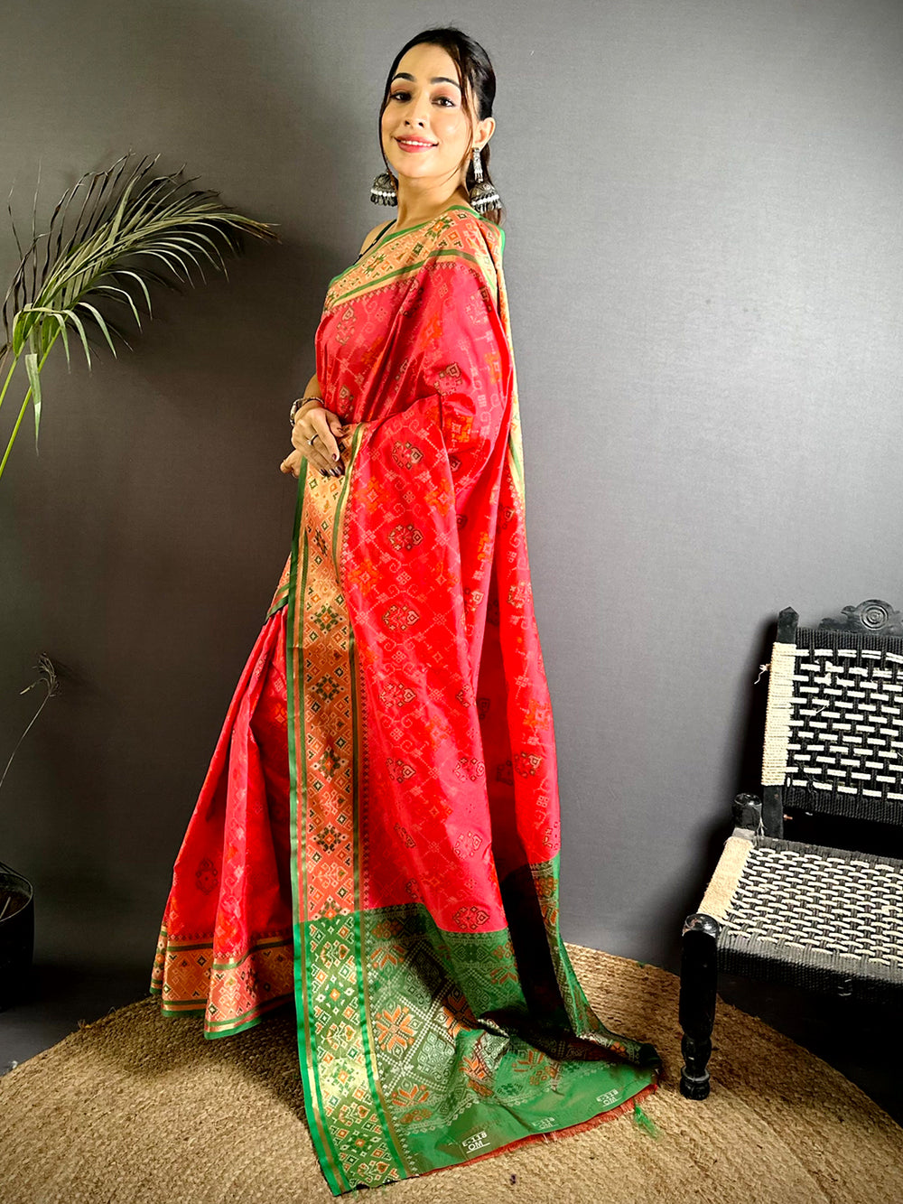 Gajri Pochampally Patola Soft Silk Saree