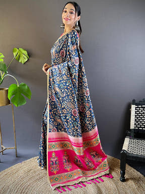 Navy Blue Elegance Gamthi Saree