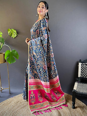 Navy Blue Elegance Gamthi Saree