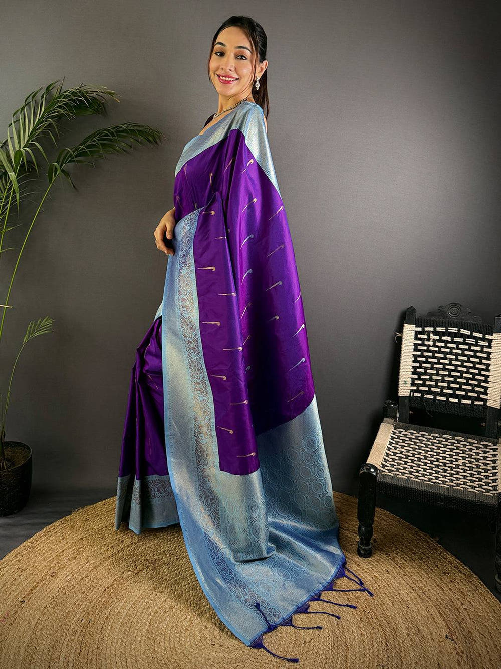 Purple Gold Zari Soft Silk Paithani Saree

