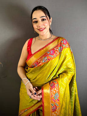 Vibrant Gold Zari Double Tone Pattu Saree