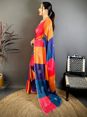 Stylish Multi Colour Printed Chinnon Chiffon Saree