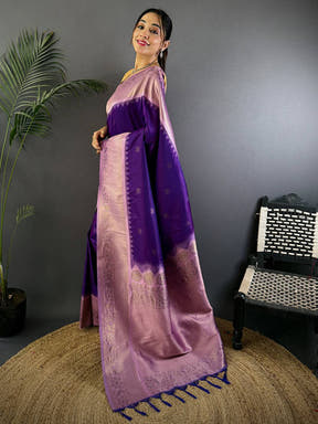 Purple Kolam Butti Gadwal Pattu Saree