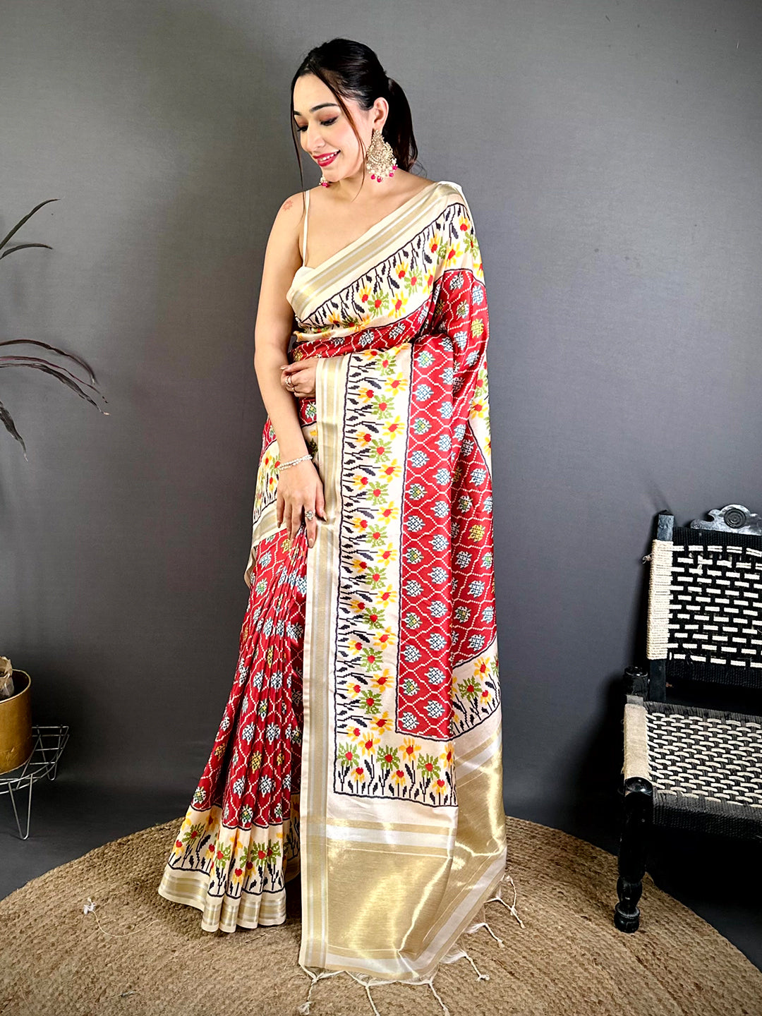 Opulent Digital Ikkat Kanchi Silk Saree