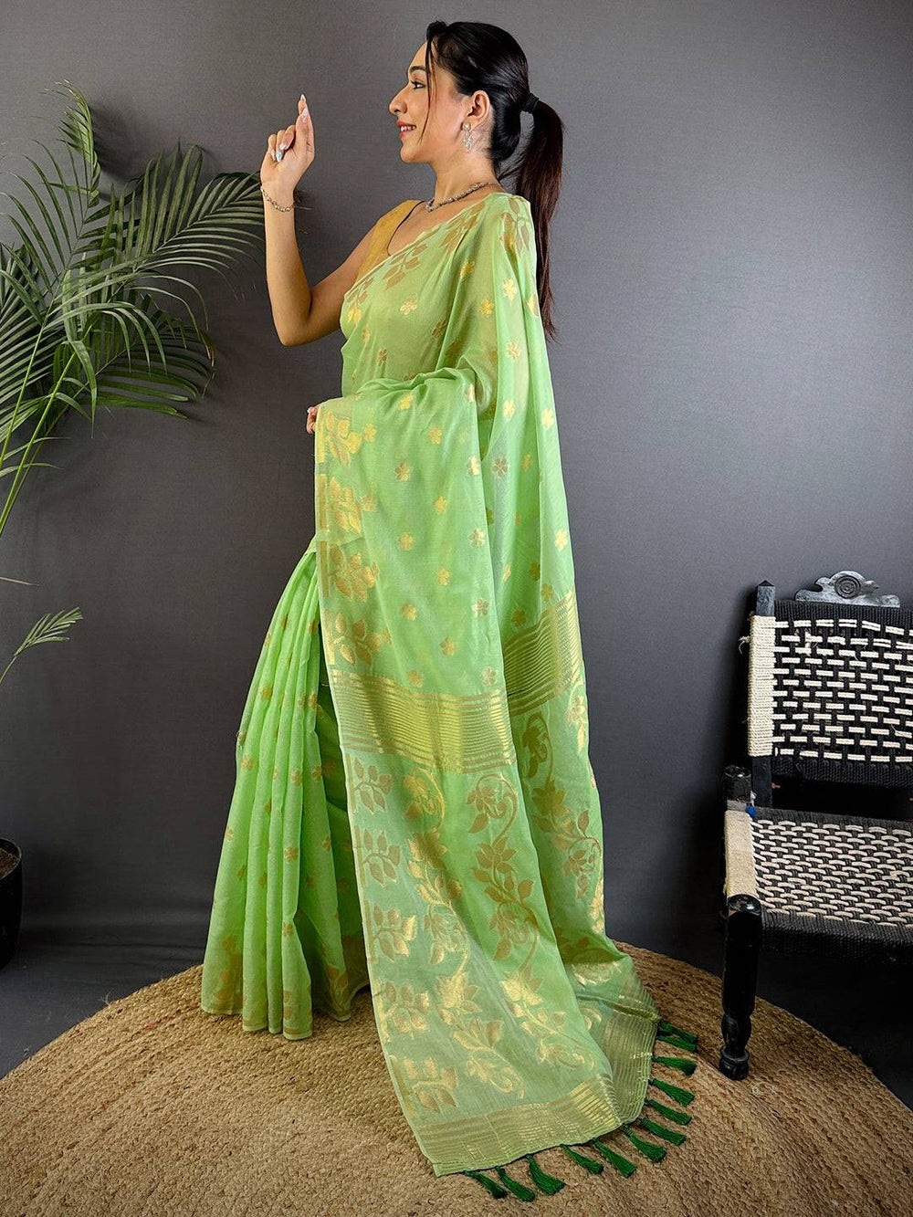 Elegant Essence Cotton Silk Dhakai Saree