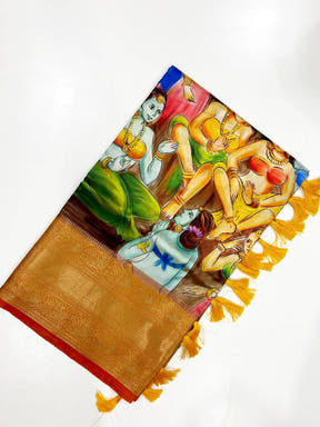 Enchanting Banarasi Silk Kalamkari Pattern Saree