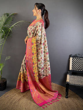 Radiance Kalamkari Printed Tissue Saree

