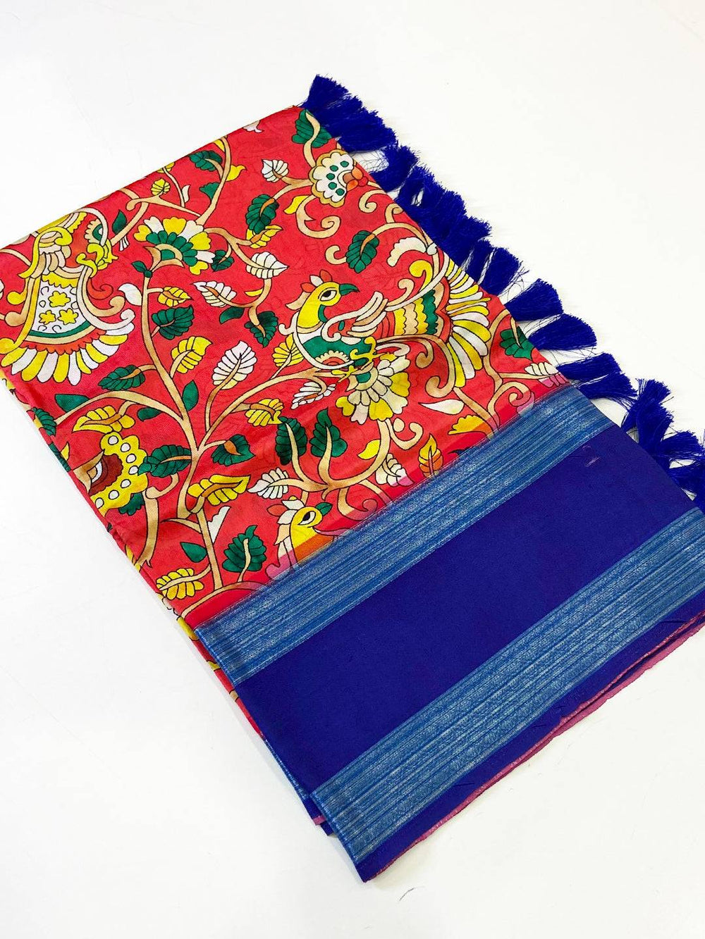 Red Banarasi Silk Peacock Floral Saree