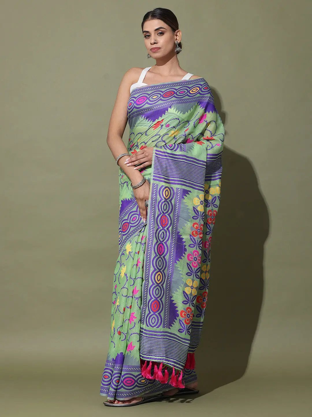  Dhakai Jamdani Cotton Silk Saree