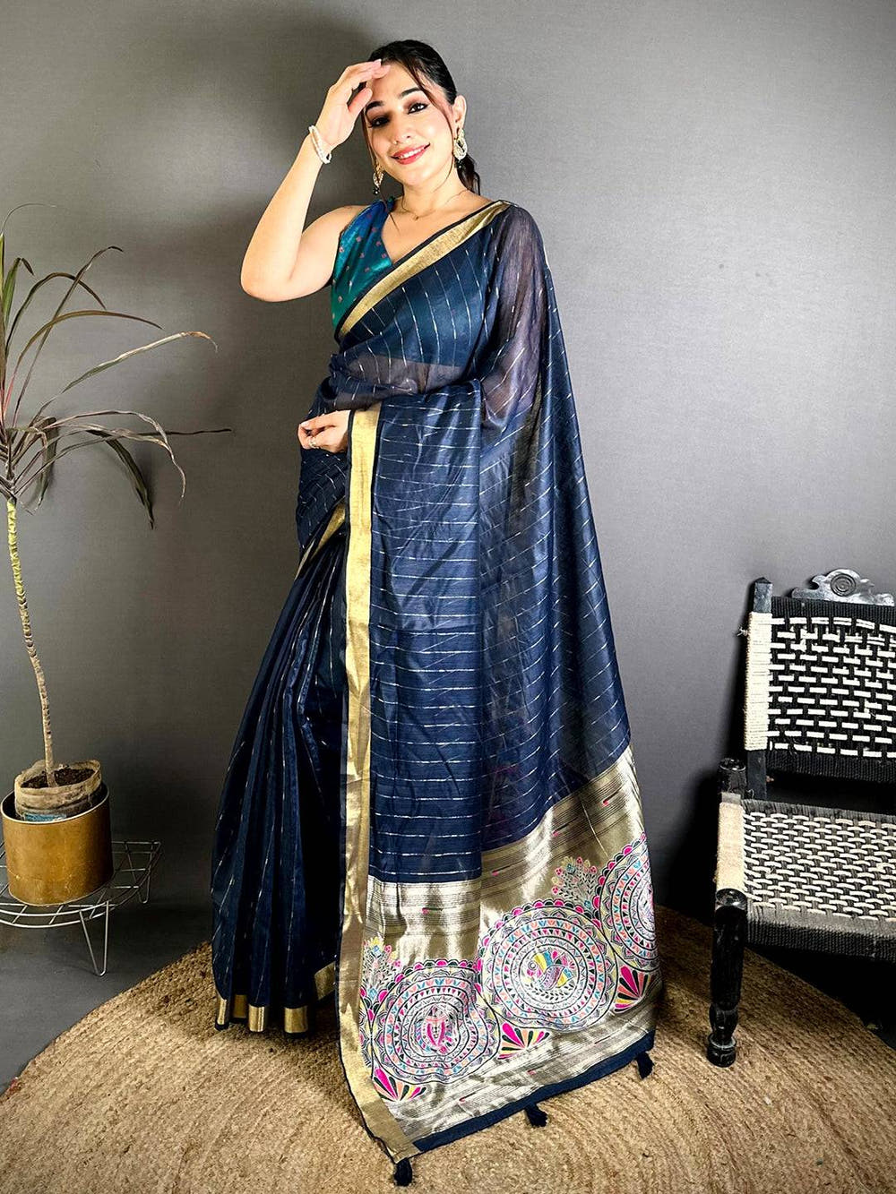 Classic Madhubani Jacquard Rich Pallu Saree
