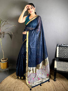 Classic Madhubani Jacquard Rich Pallu Saree