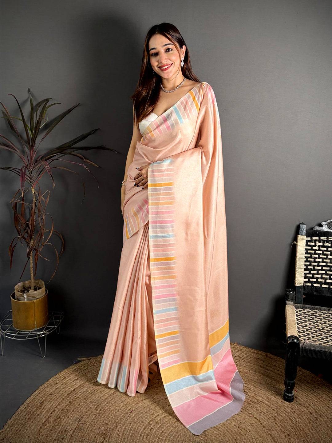 Classic Multicolour Soft Tussar Saree