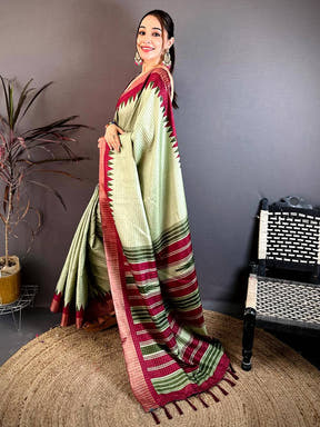 Opulent Black Zari Checks Designer Saree