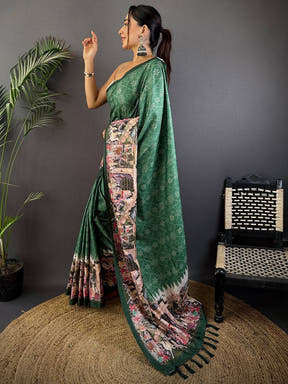 Green Kalamkari Digital Printed Saree

