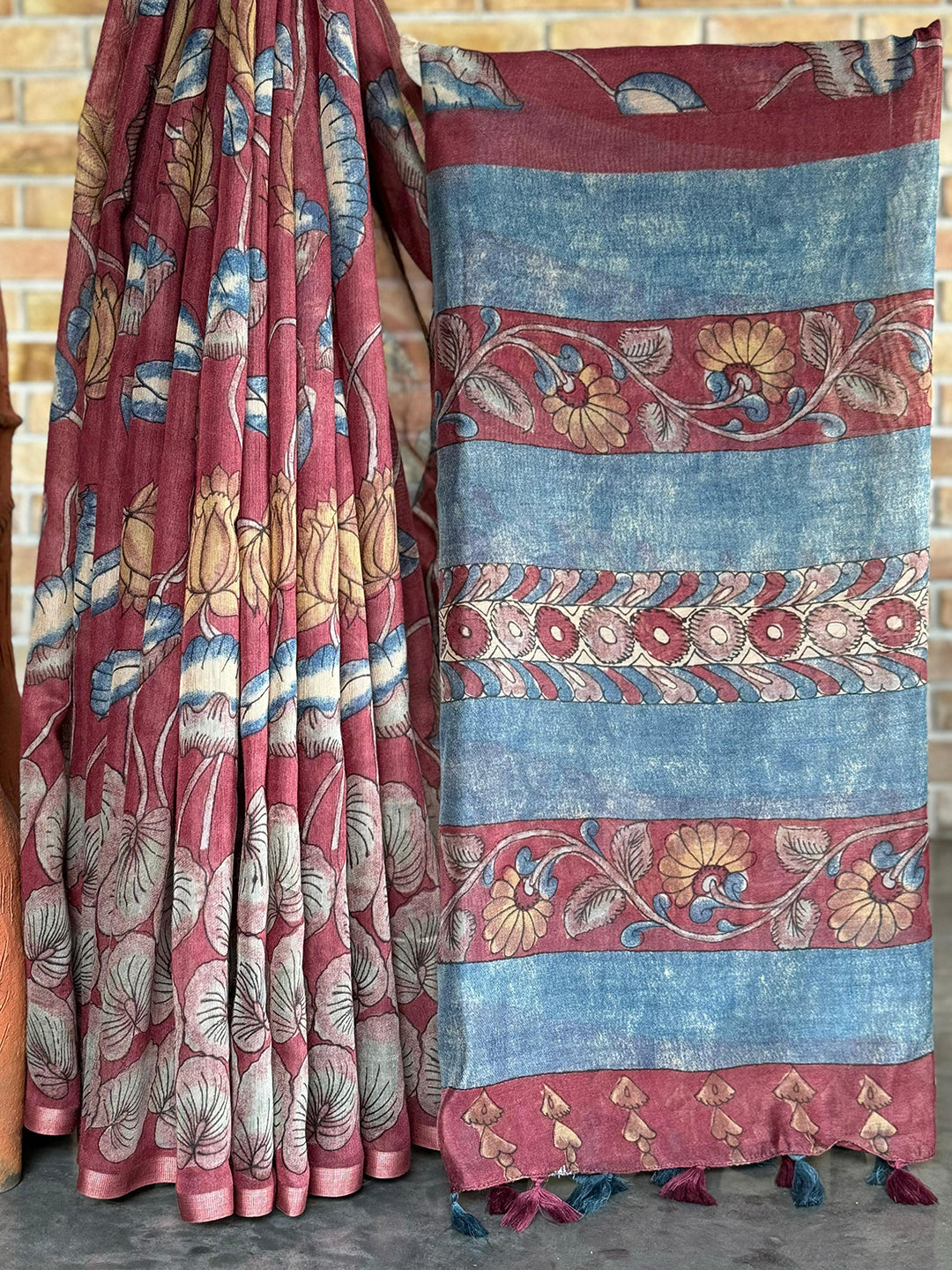 Radiant Kalamkari Printed Linen Saree