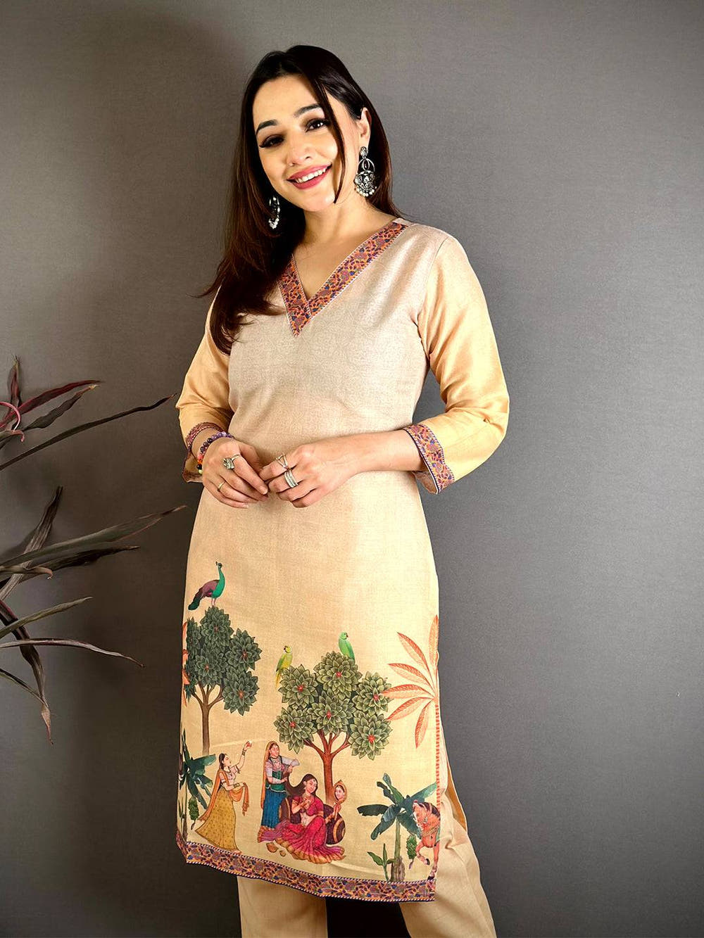 Elegant Mughal V Neck Kurti