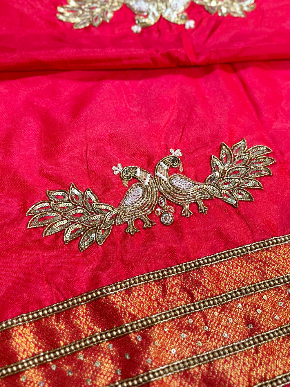 Brown Soft Silk Kanjivaram Saree With Maggam Blouse