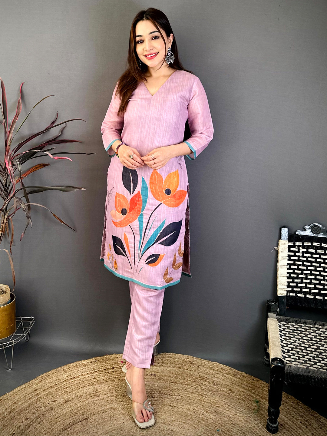 Vibrant Cotton Zari Ari Work Kurti