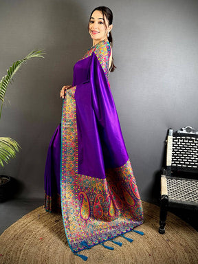 Vibrant Minakari Pashmina Soft Silk Saree


