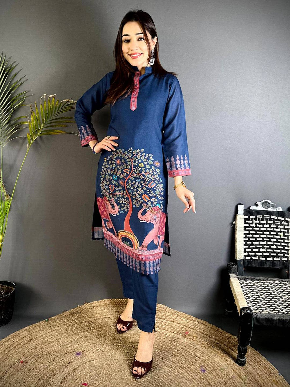 Kalamkari Collar Neck Mull Kurti