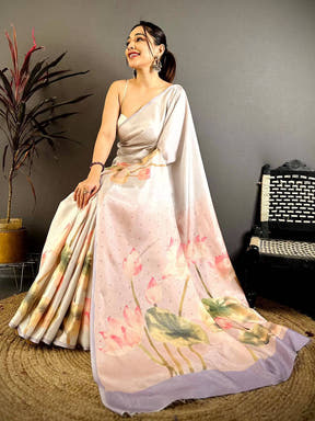 Radiant Barbie Tone Lotus Saree