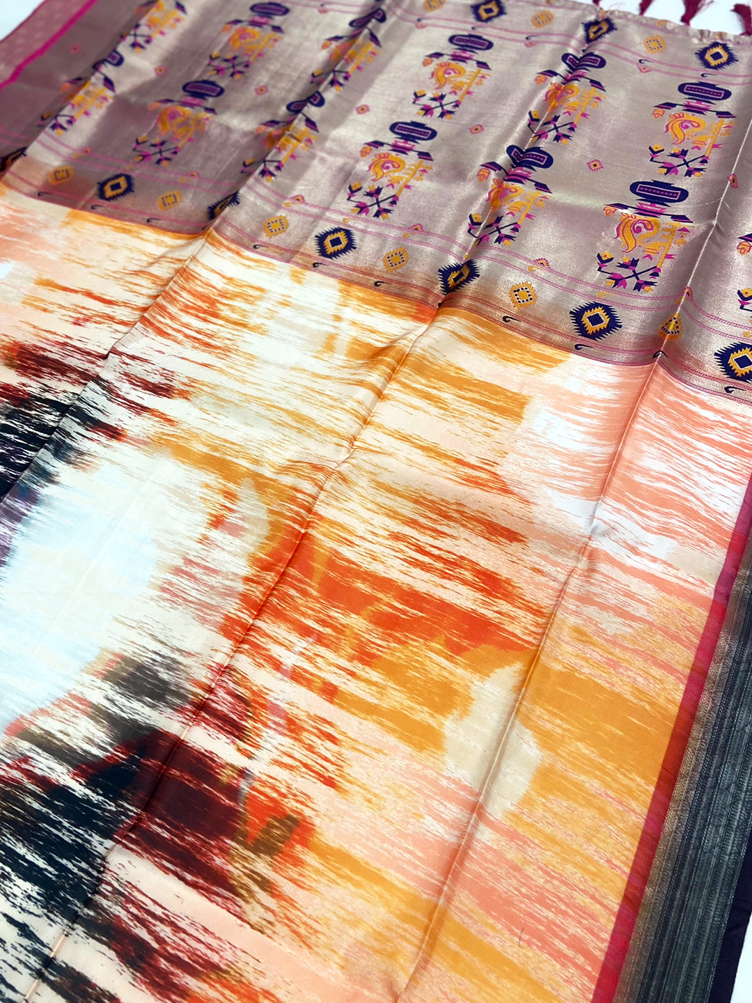 Radiant Multi Geometric Floral Pallu Saree