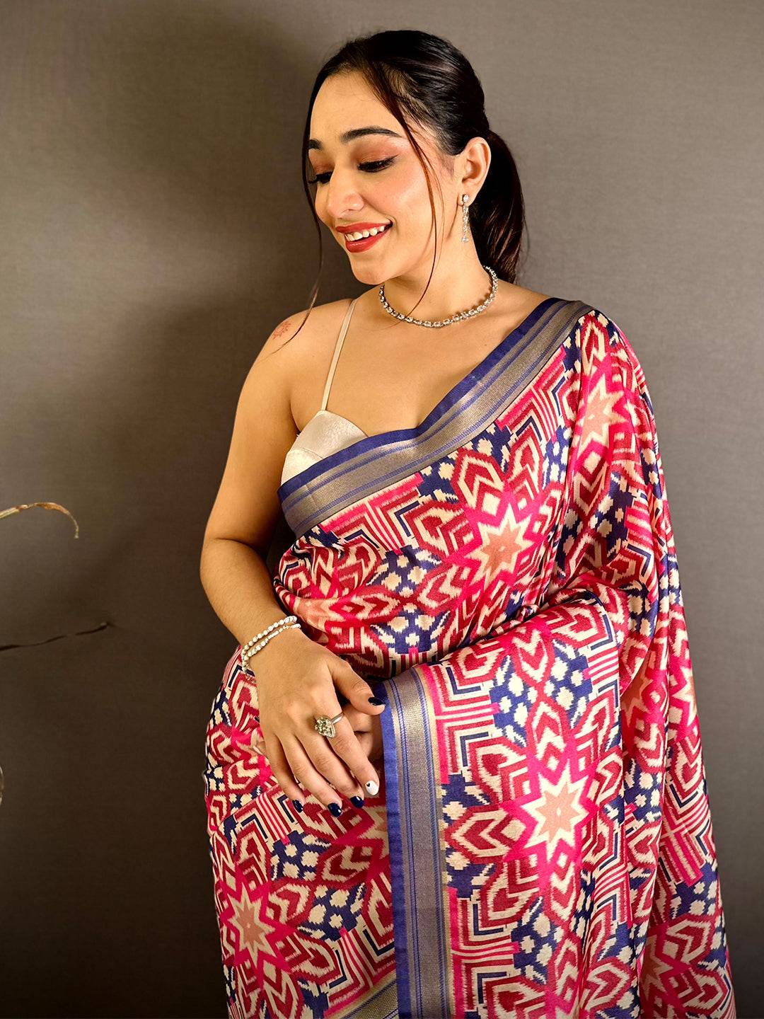 Artisan Gold Lakda Patta Kalamkari Saree