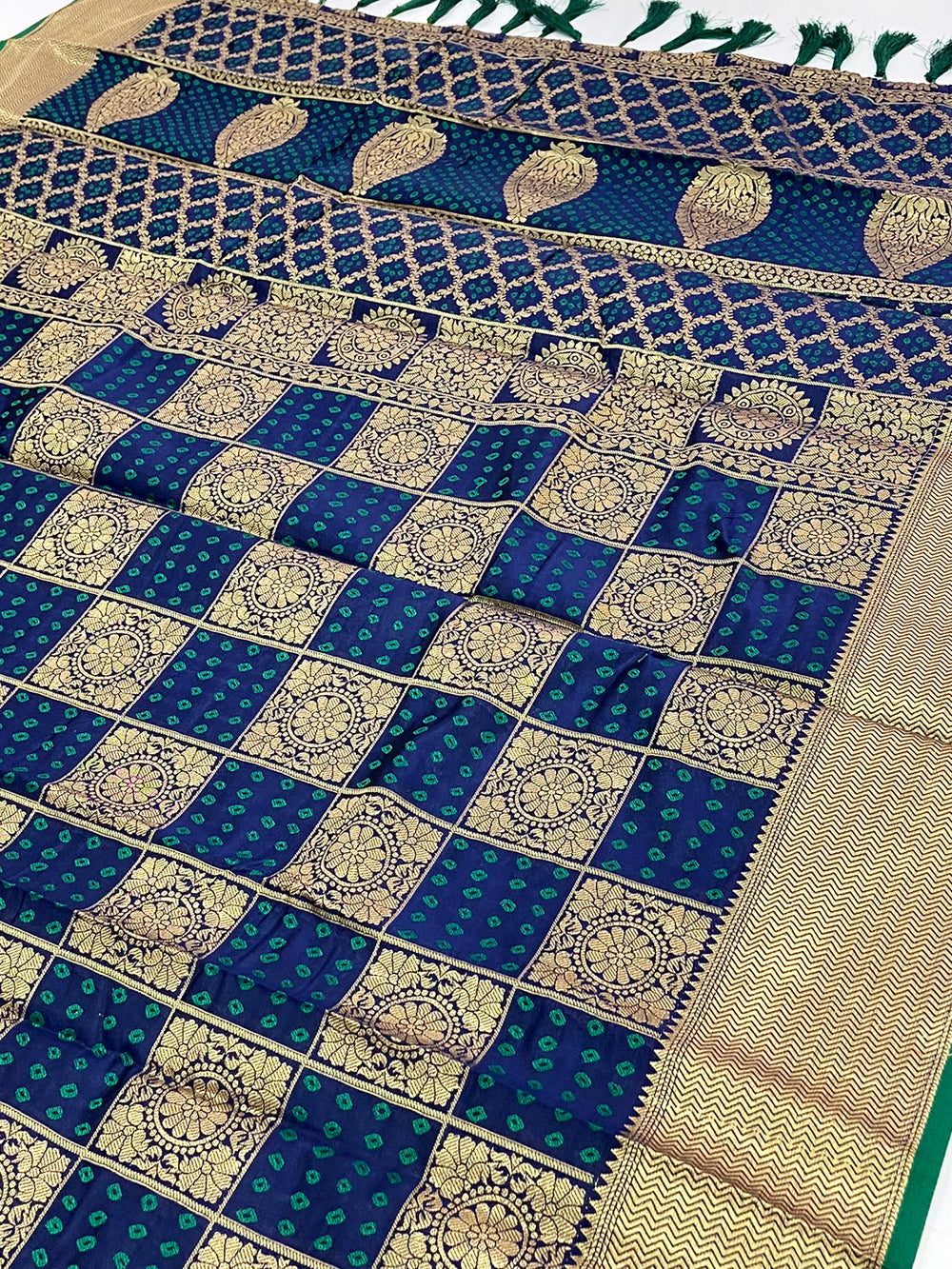 Navy Blue Banarasi Square Patola Saree