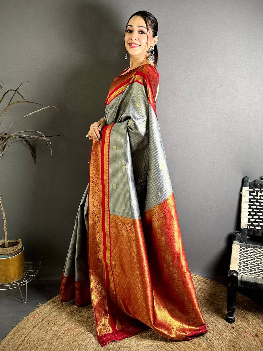 Radiant Banarasi Katan Contrast Border Saree