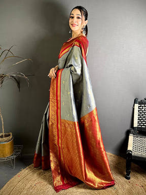 Radiant Banarasi Katan Contrast Border Saree