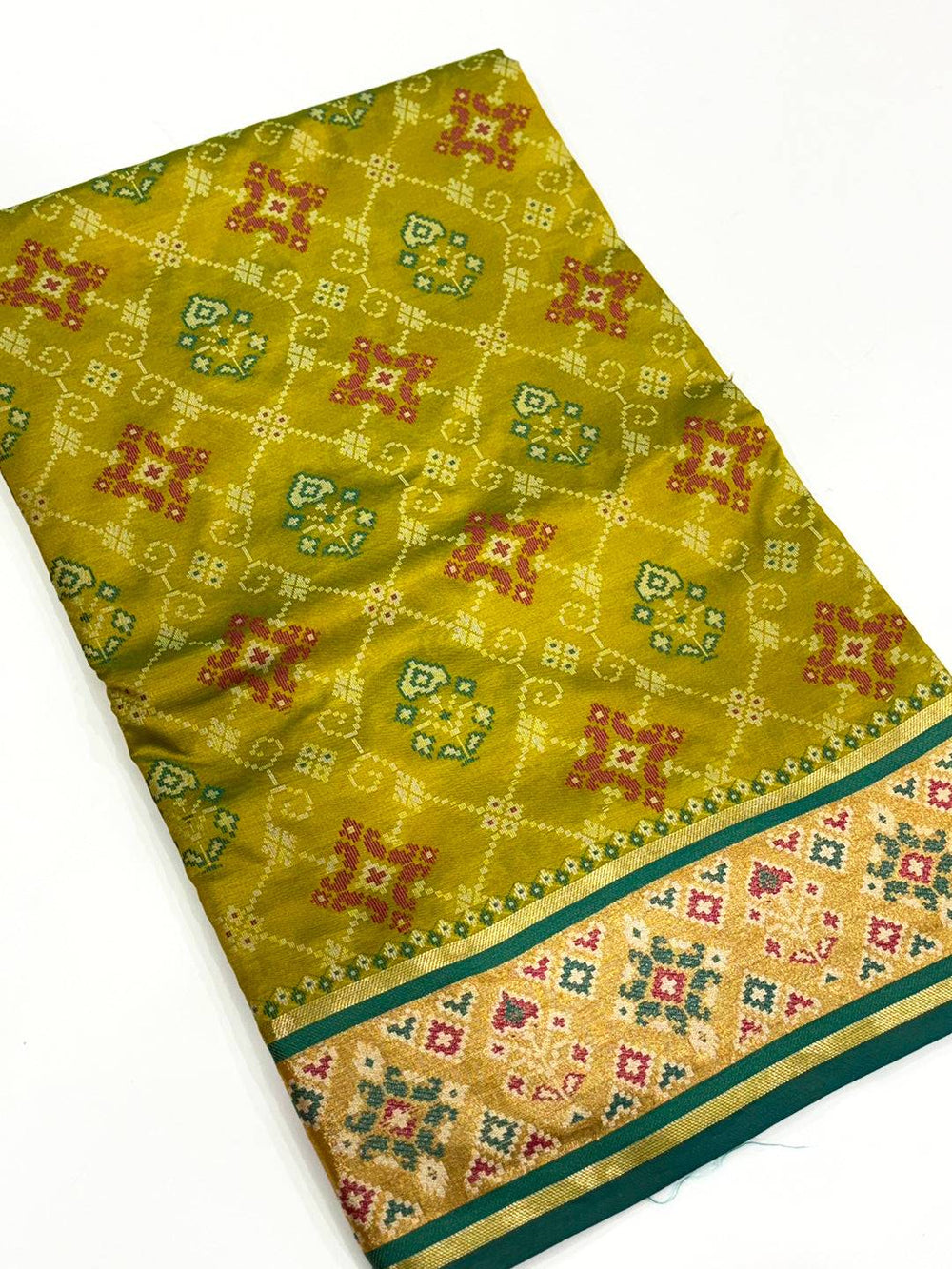 Green Pochampally Patola Soft Silk Saree