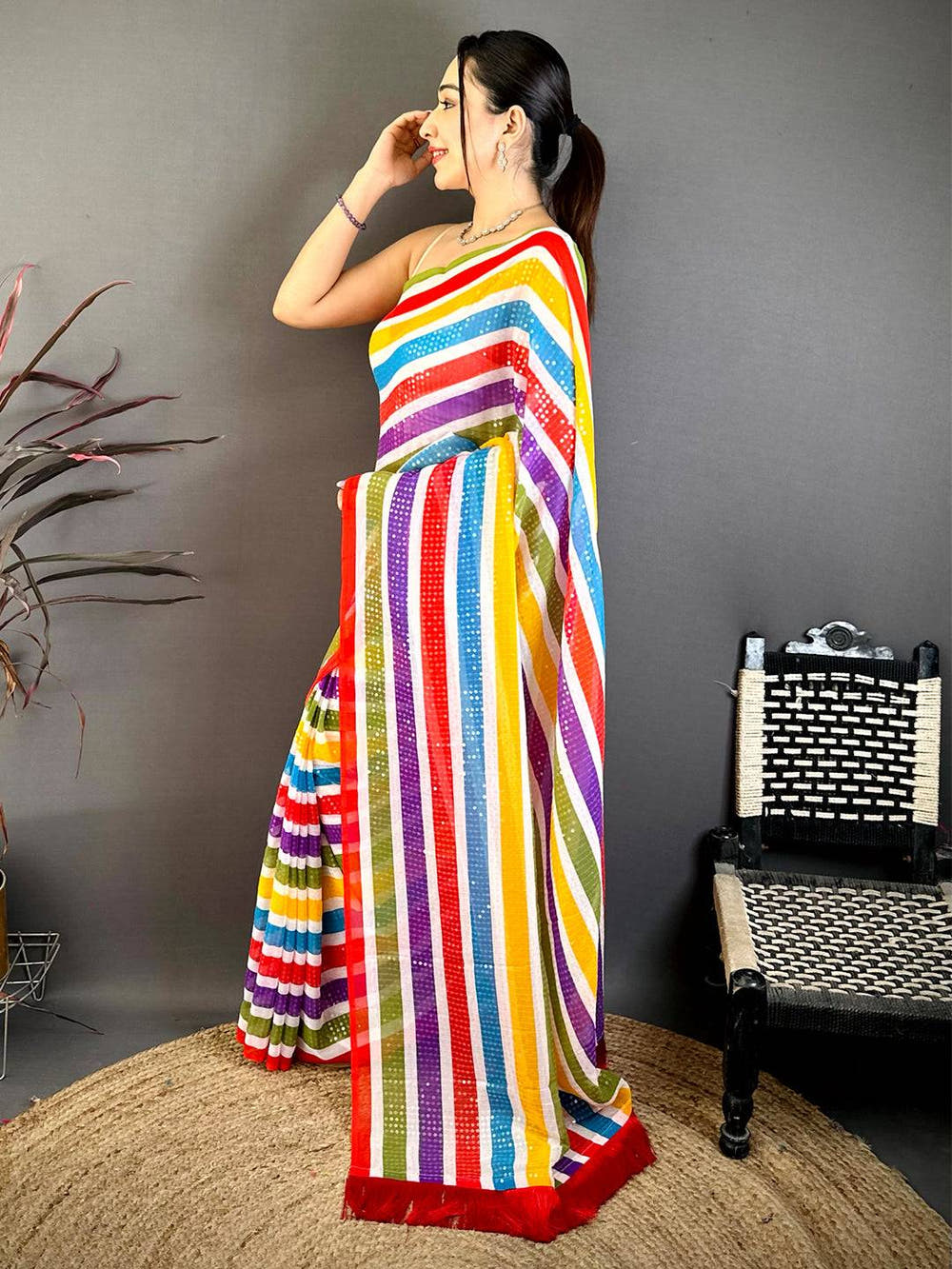 Classic Glitter Sequin Soft Georgette Saree