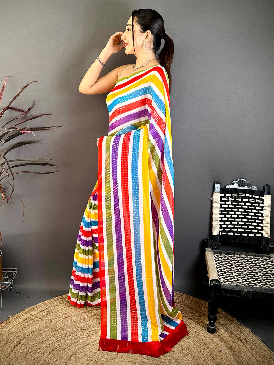 Classic Glitter Sequin Soft Georgette Saree
