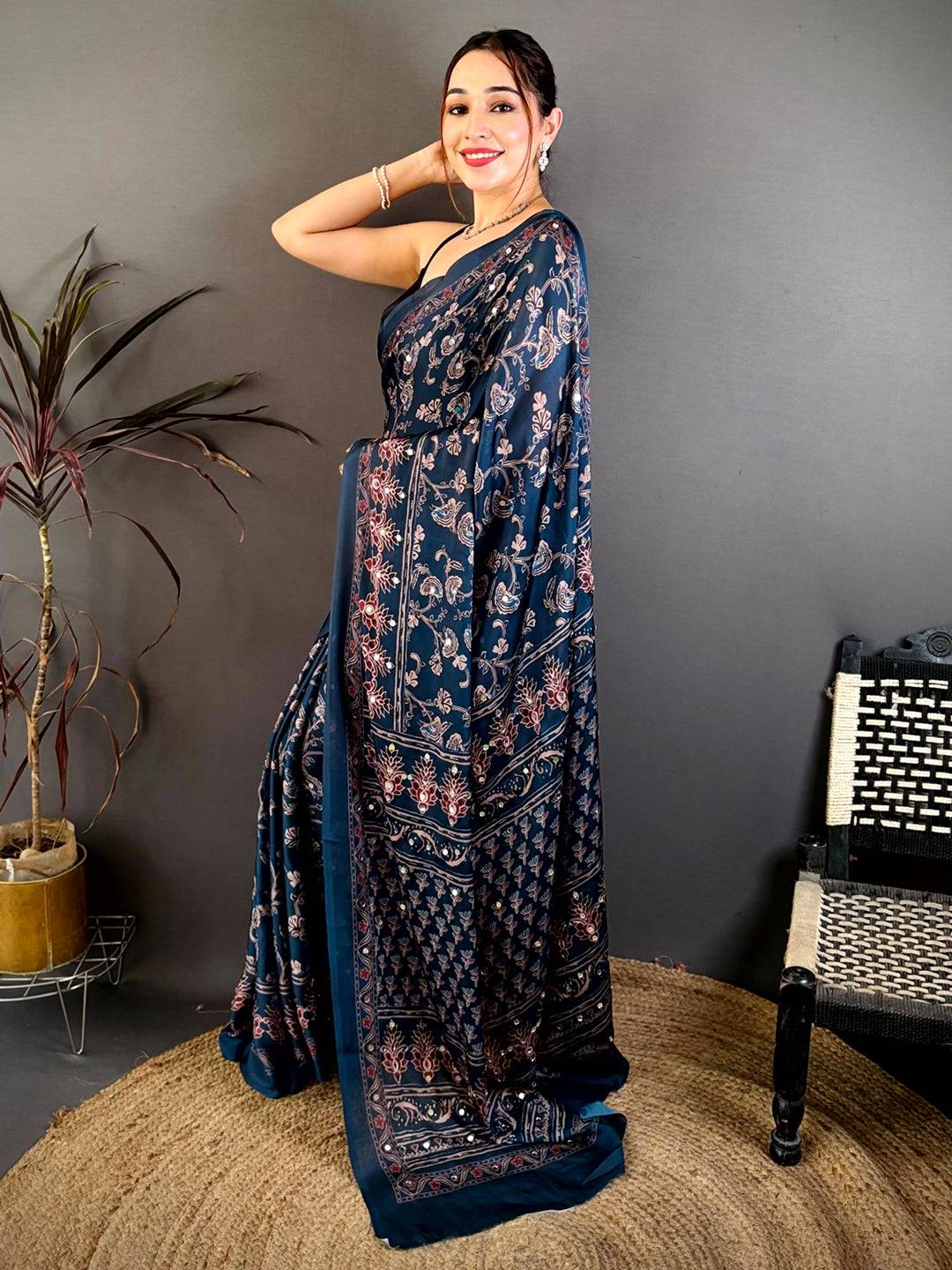 Tradition Soft Georgette Mirror Work Saree

