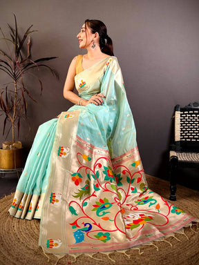 Elegant Royal Paithani Organza Tissue Saree