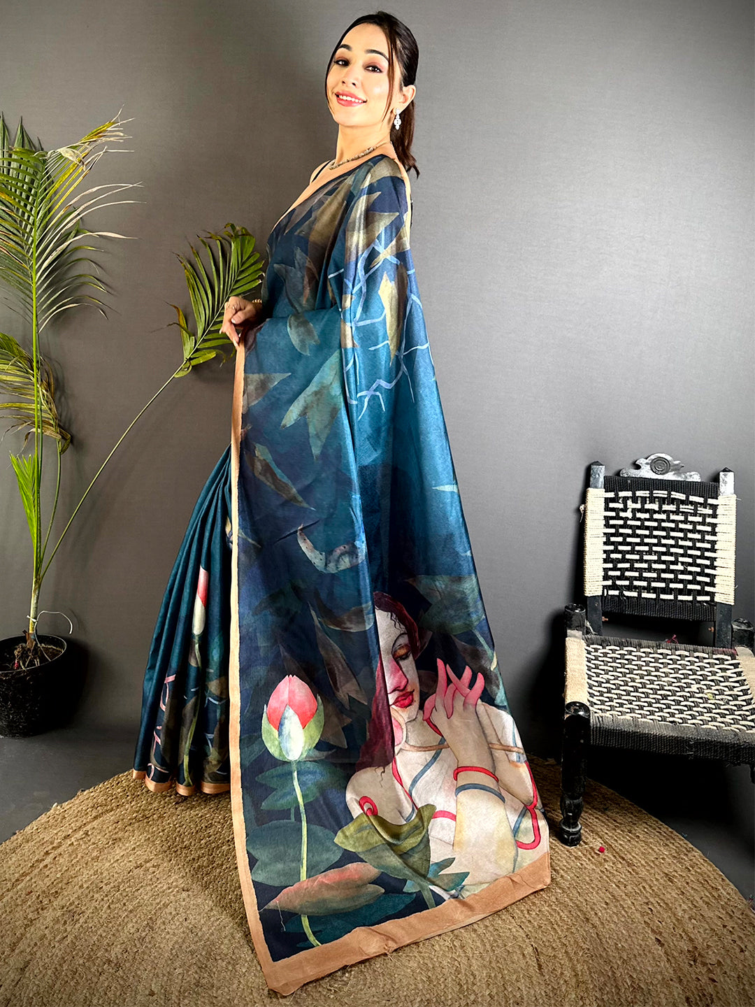 Artistic Poster Art Abstract Tussar Saree