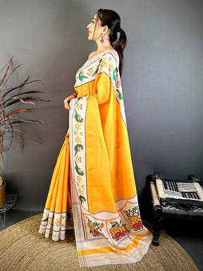 Classic Soft Tussar Ikat Weave Saree