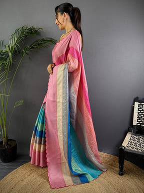 Soft Tussar Barbie Rainbow Saree