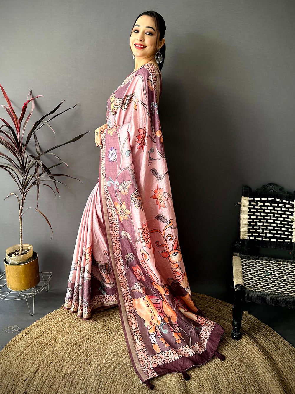 Royal Tussar Kalamkari Art Saree