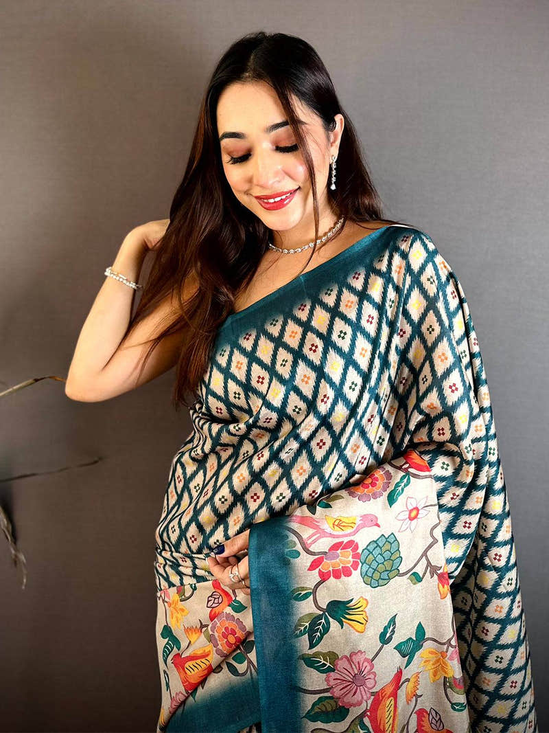 Radiance Tussar Geometric Pattern Saree