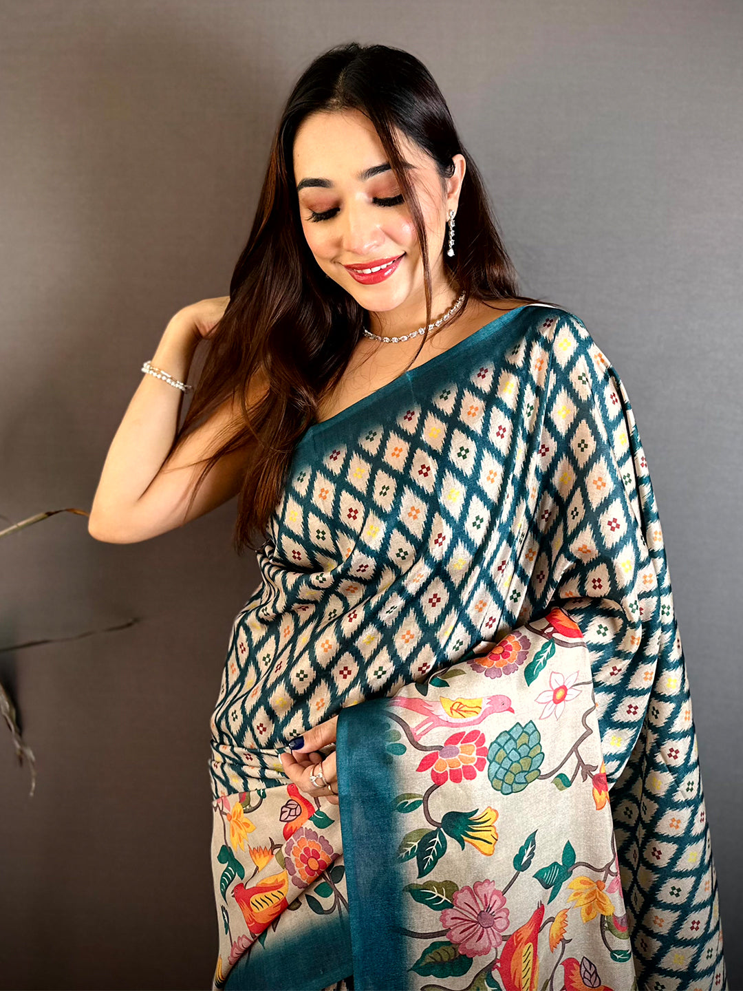 Radiance Tussar Geometric Pattern Saree