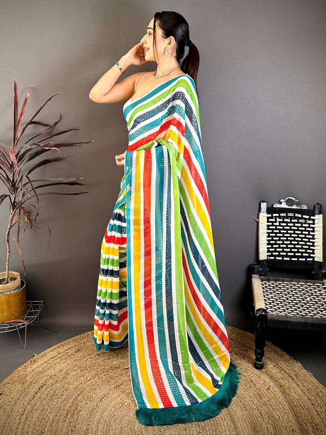 Regal Glitter Sequin Soft Georgette Saree