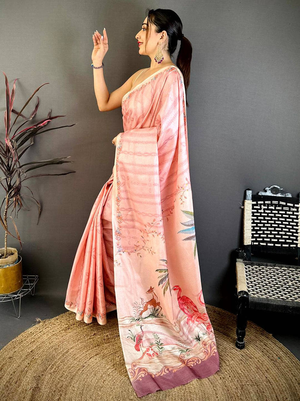 Elegant Sambhavi Print Tussar Saree