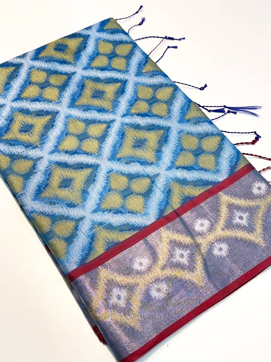 Multi Temple Ikkat Soft Silk Saree