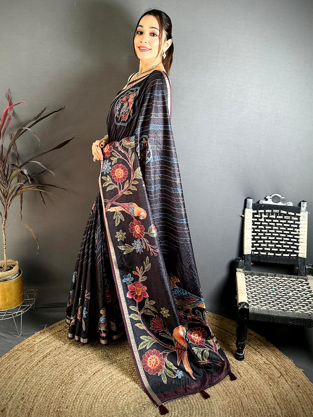 Radiant Tussar Digital Katha Saree