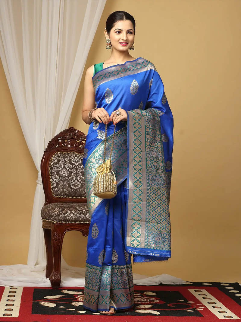 Banarasi Katan Silk Zari Design Festive Wear Saree