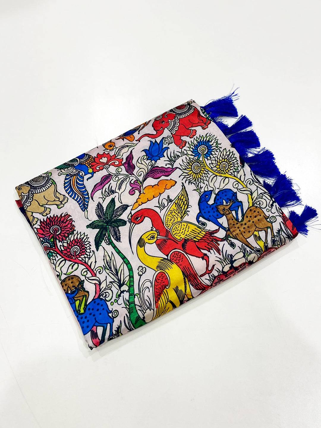 Light Peach Kalamkari Banarasi Silk Saree
