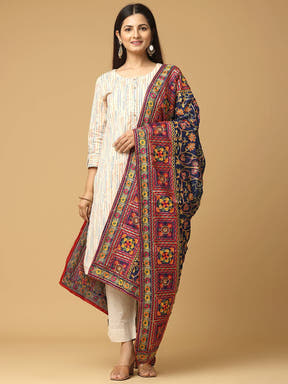 Front view of ethnic motifs pashmina dupatta