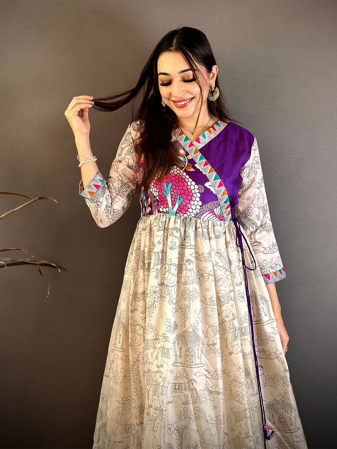 Stylish Dola Silk V Neck Gown